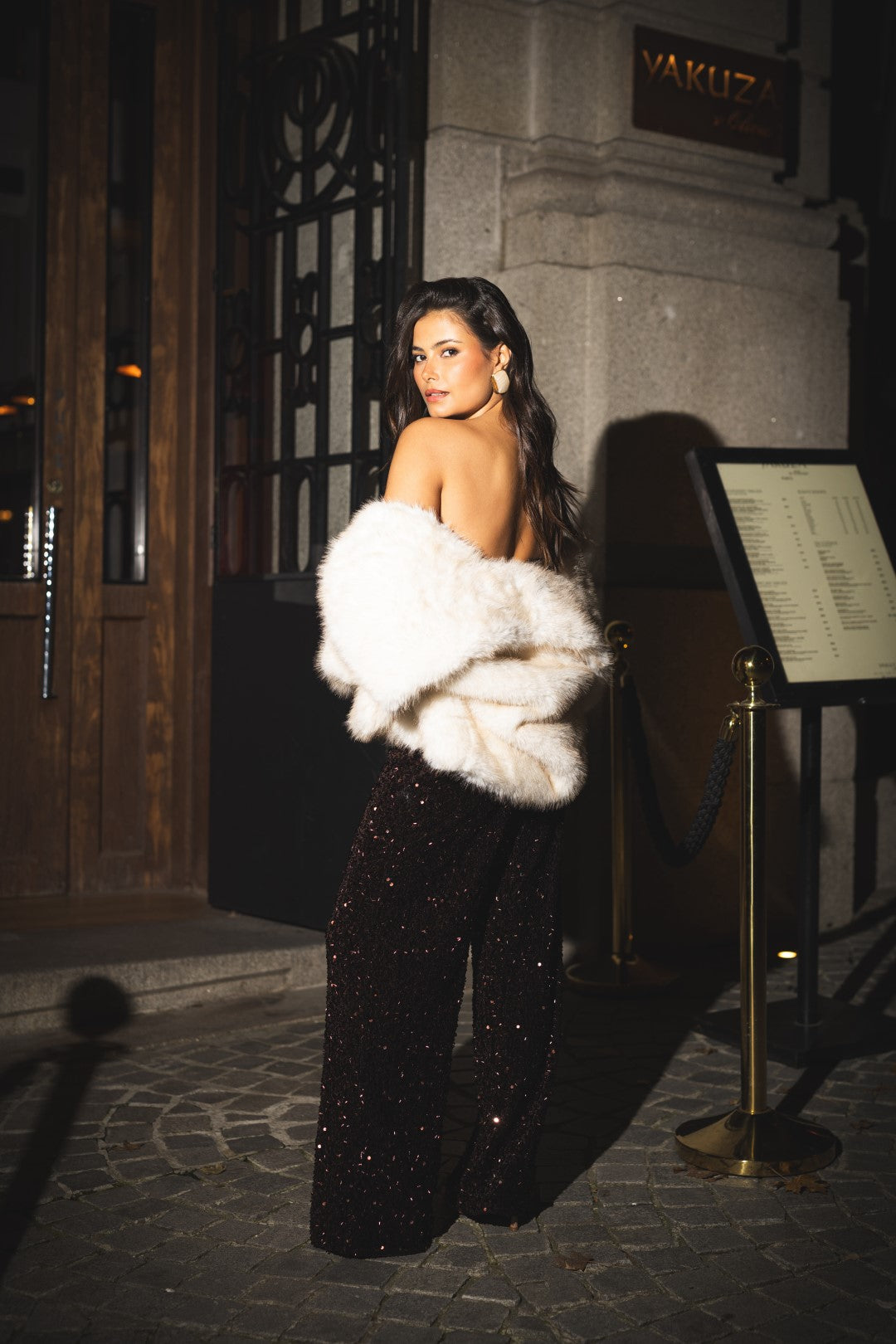 Brown Velvet Pants with Sequins