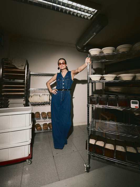 Macacão Dark Denim c/cinto incluído