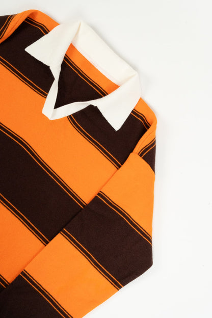 Polo Malha Laranja e Chocolate