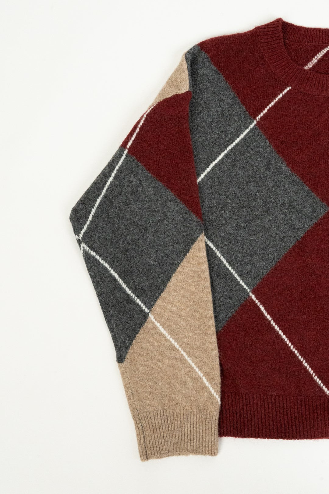 Camisola Malha Padrão Argyle Tom Bordeaux