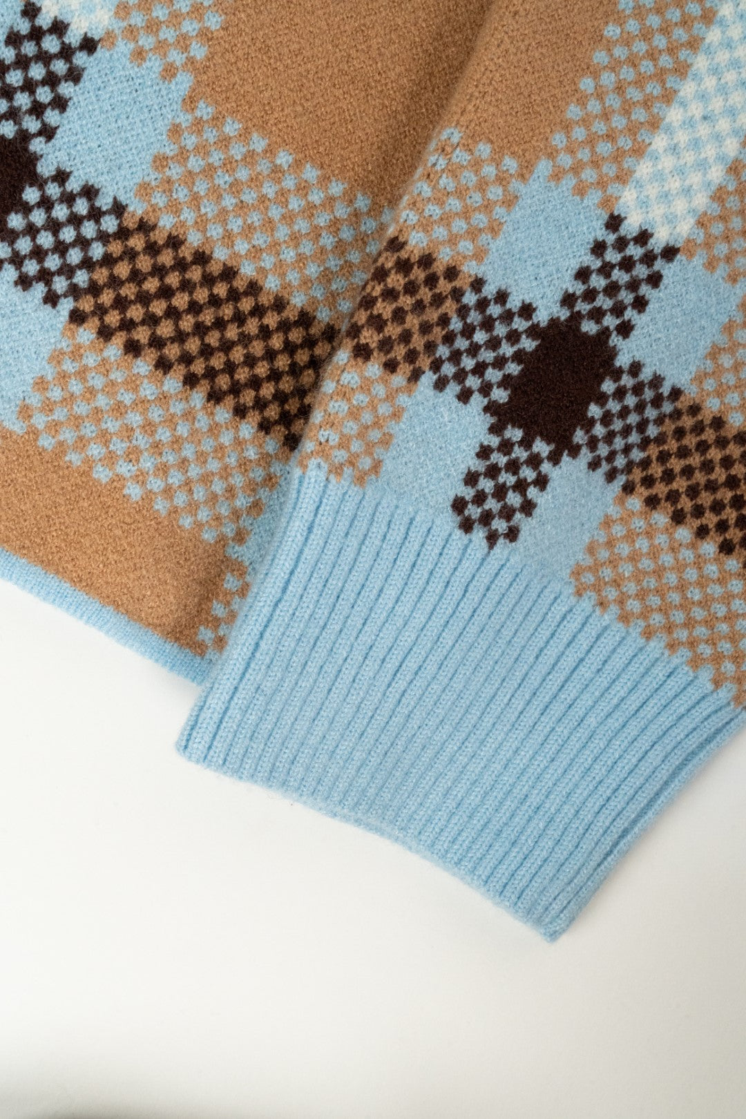 Camisola Malha Xadrez Gola Azul