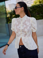 Blusa Manga Balão Renda