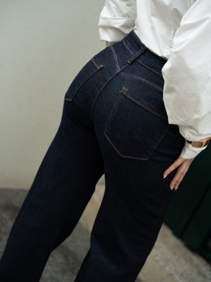 Calças Wide Leg Push Up Ganga Escura