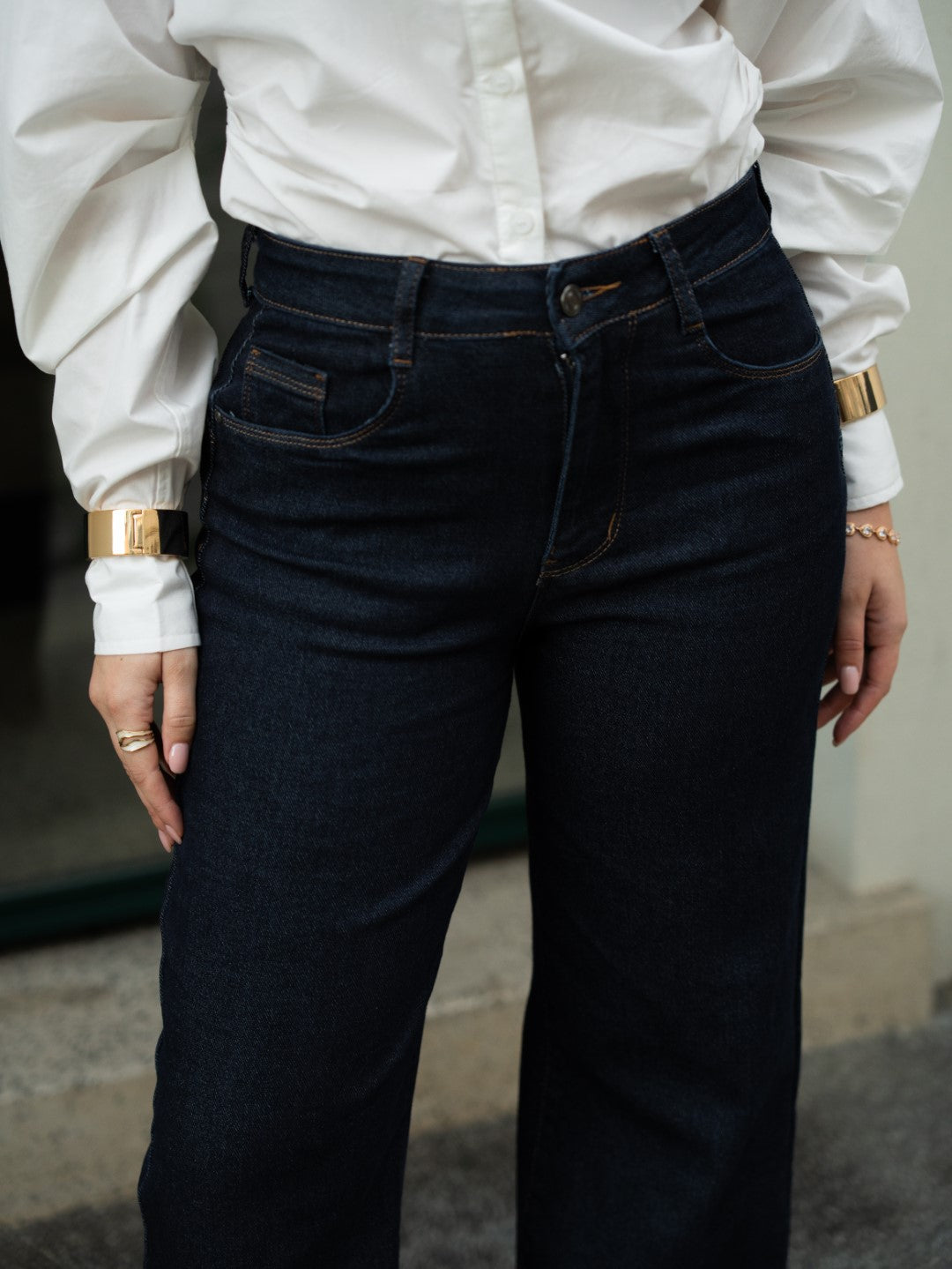 Calças Wide Leg Push Up Ganga Escura