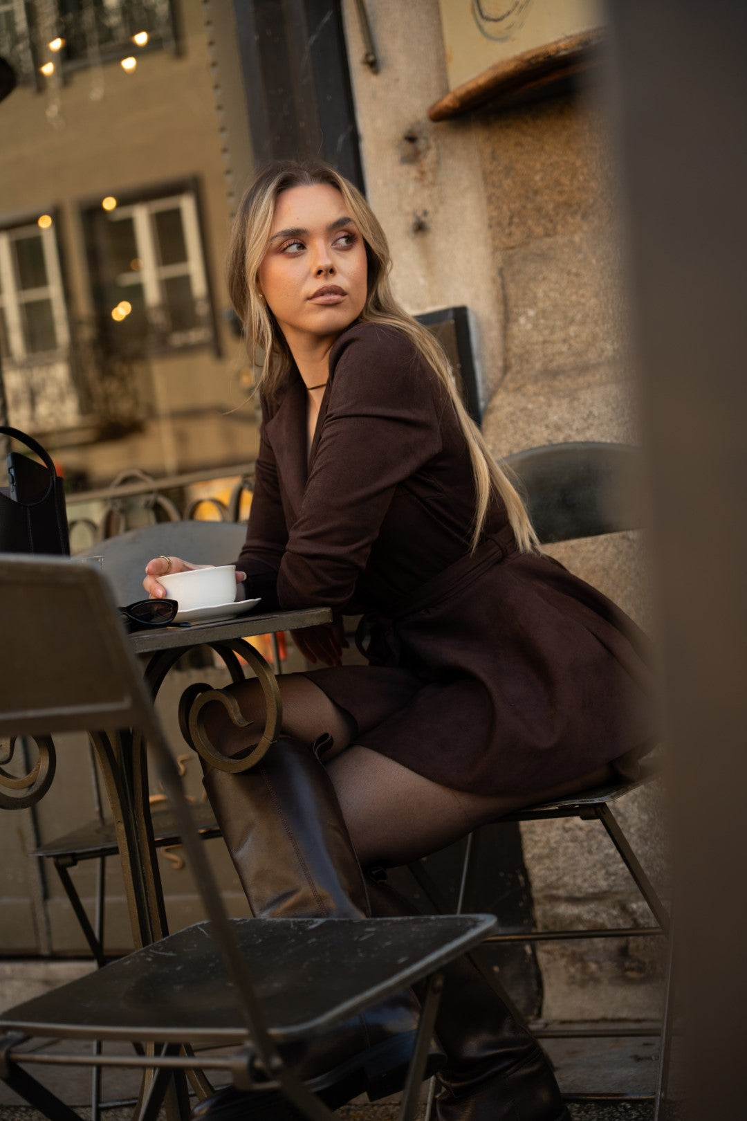 Peach Brown Leather Jumpsuit