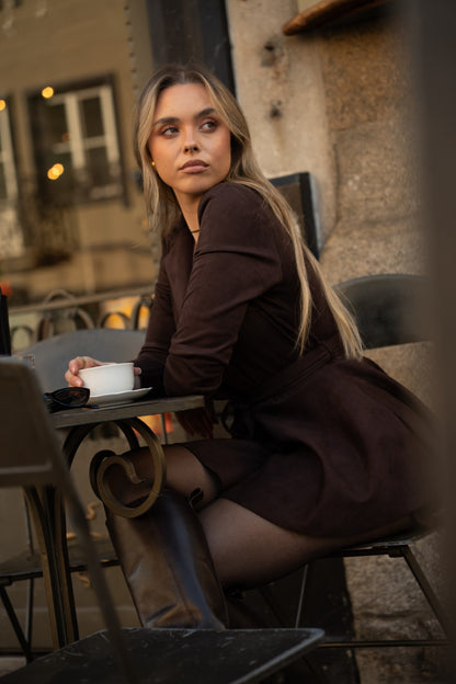 Peach Brown Leather Jumpsuit