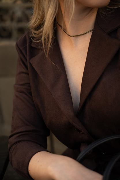 Peach Brown Leather Jumpsuit