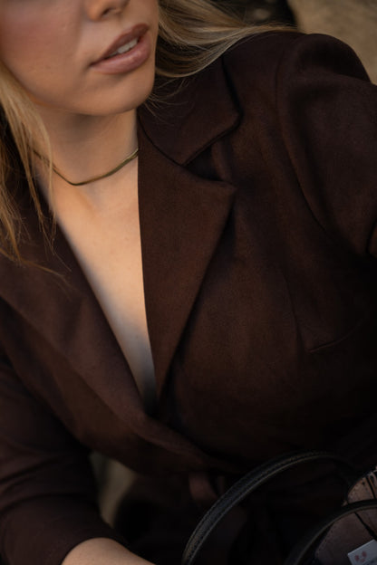 Peach Brown Leather Jumpsuit