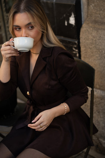 Peach Brown Leather Jumpsuit