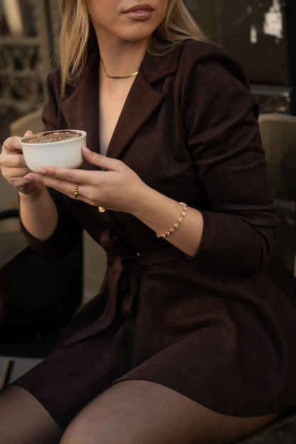 Peach Brown Leather Jumpsuit