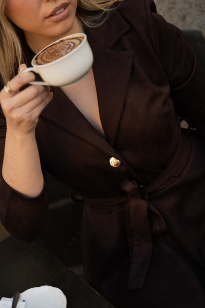Peach Brown Leather Jumpsuit
