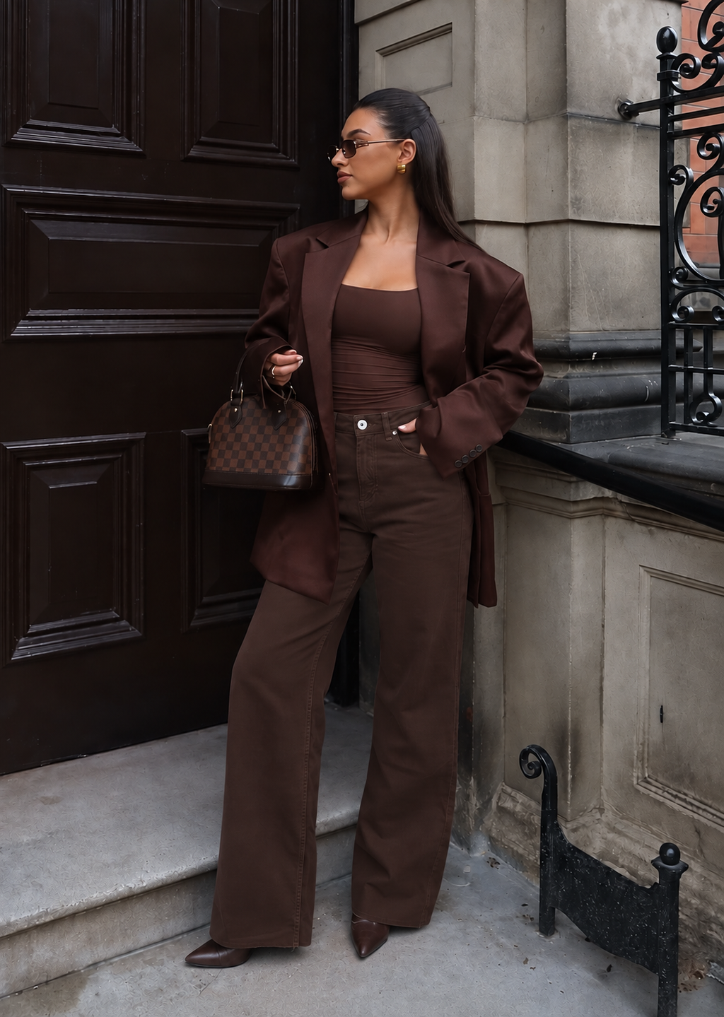 Jean large marron chocolat