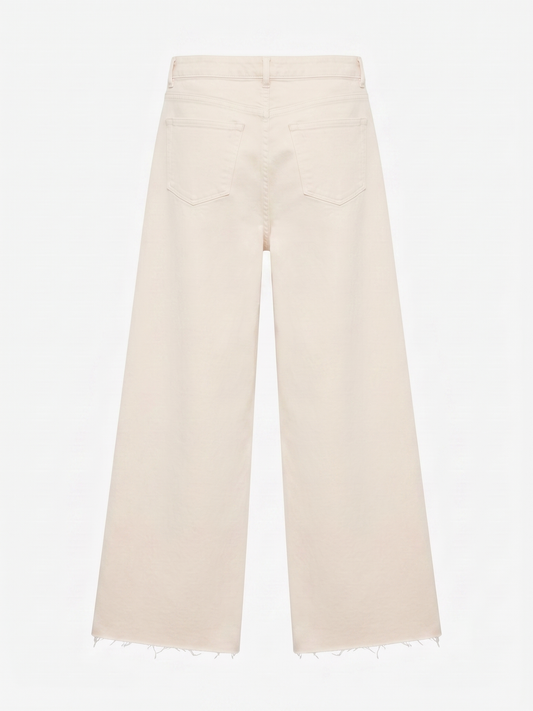 Pantaloni beige a gamba larga