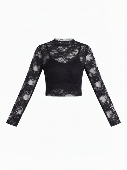 Crop Top Preto Renda