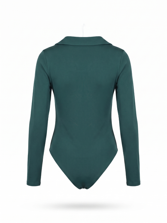 Body verde a maniche lunghe