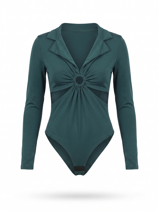 Body verde a maniche lunghe