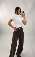 Jean large marron chocolat