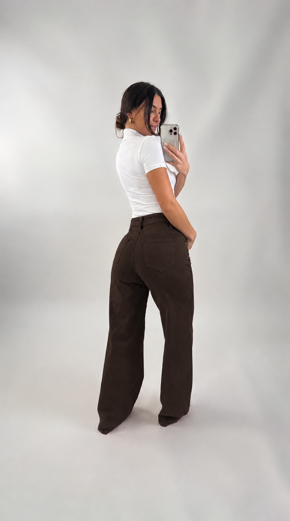 Jean large marron chocolat