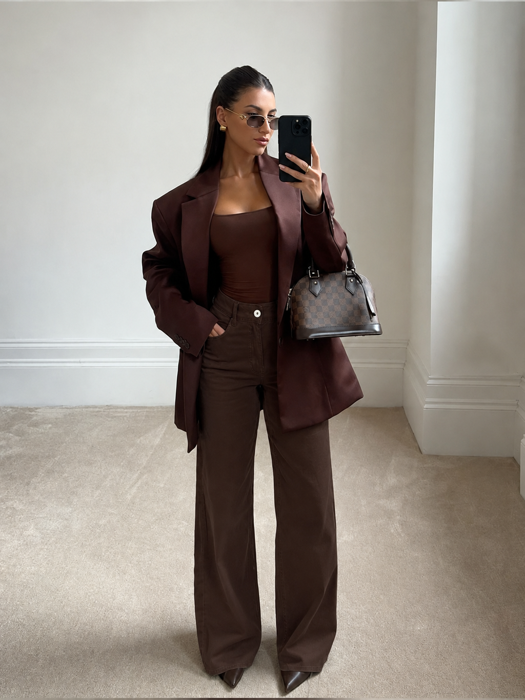 Jean large marron chocolat