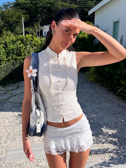 Top Halter Renda Branco