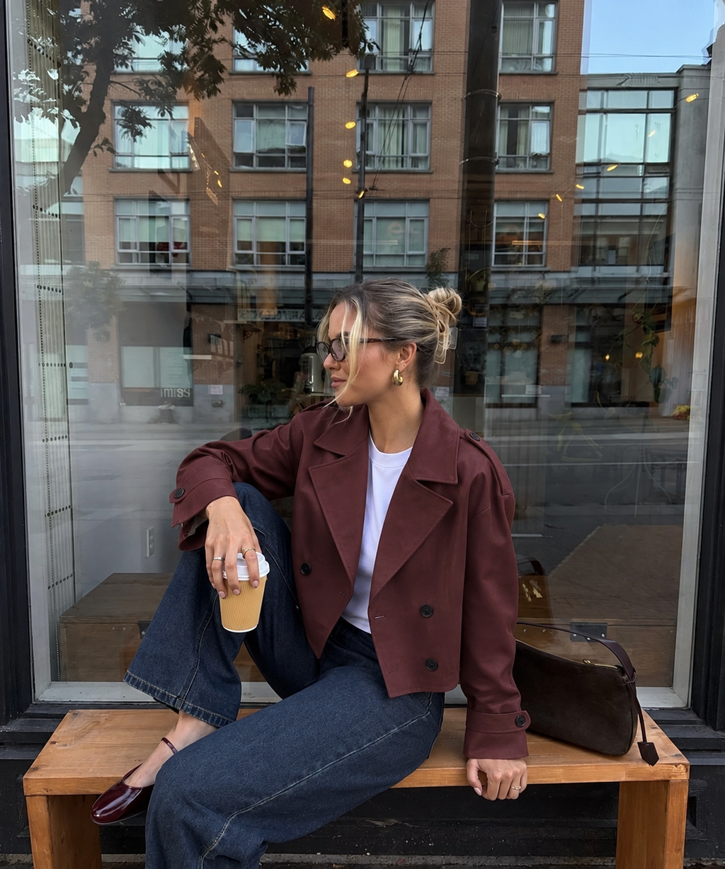 TRENCH PELE PESSEGO BORDEAUX 1