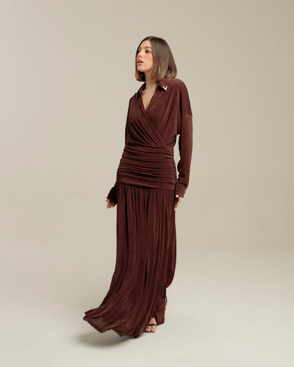 Vestido Drapeado Brown