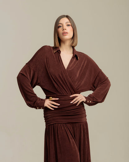 Vestido Drapeado Brown