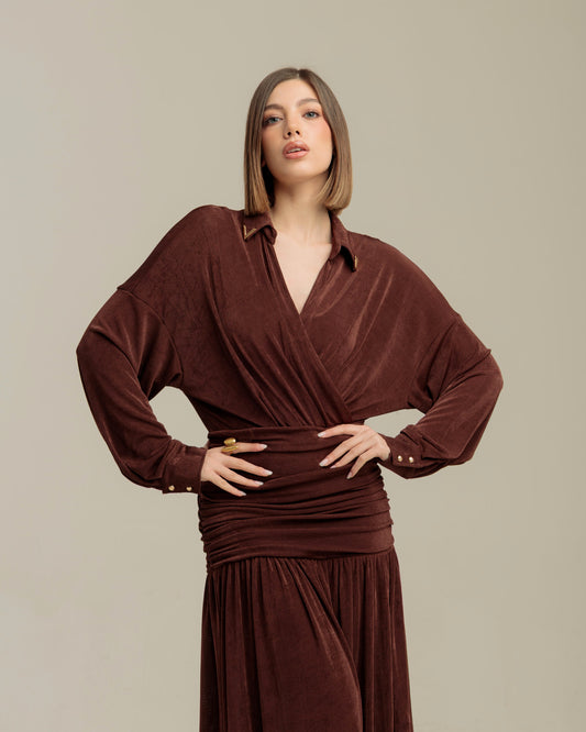 Vestido Drapeado Brown