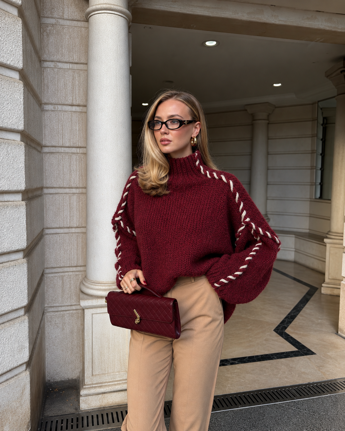 CAMISOLA OVERSIZE MEIA GOLA BORDEAUX