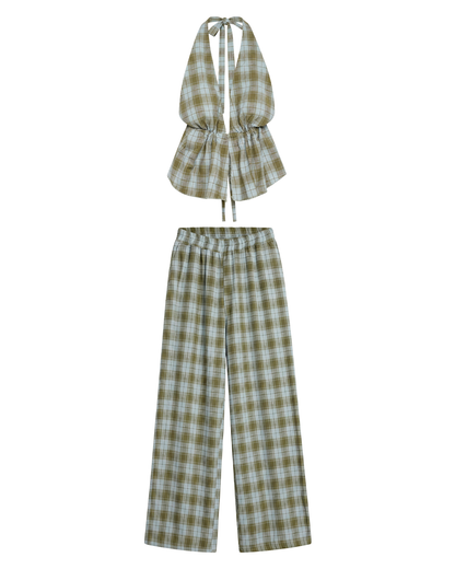 Conjunto Xadrez Decote Halter