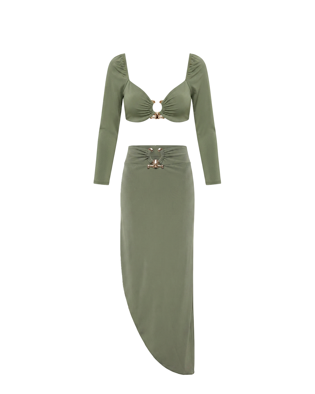 Military Green Top and Skirt Set