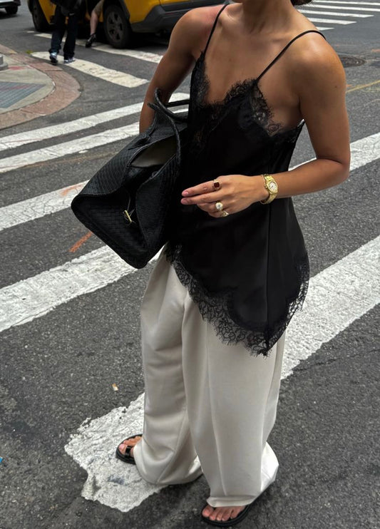 Top Estilo Lingerie Renda Preto