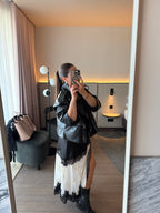 Black Satin Skirt with Lace