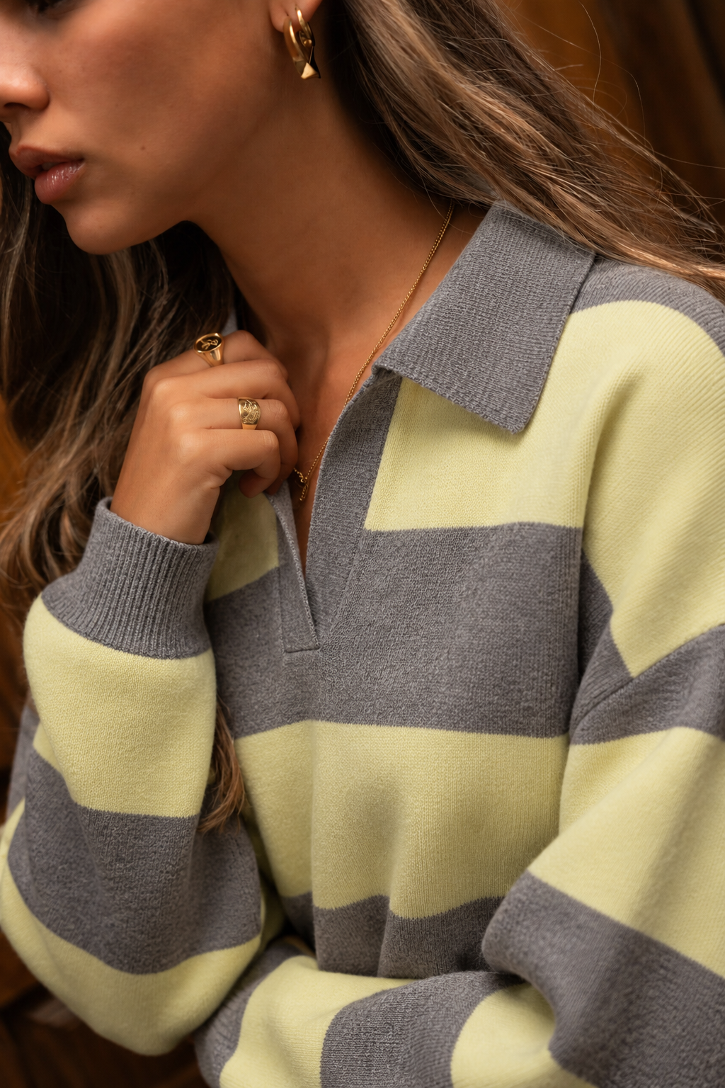 POLO MALHA CINZA E AMARELO 2
