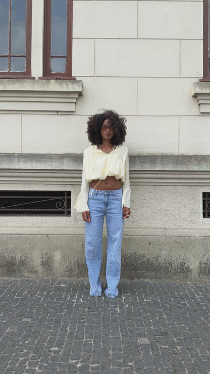 Light Denim Studded Pants