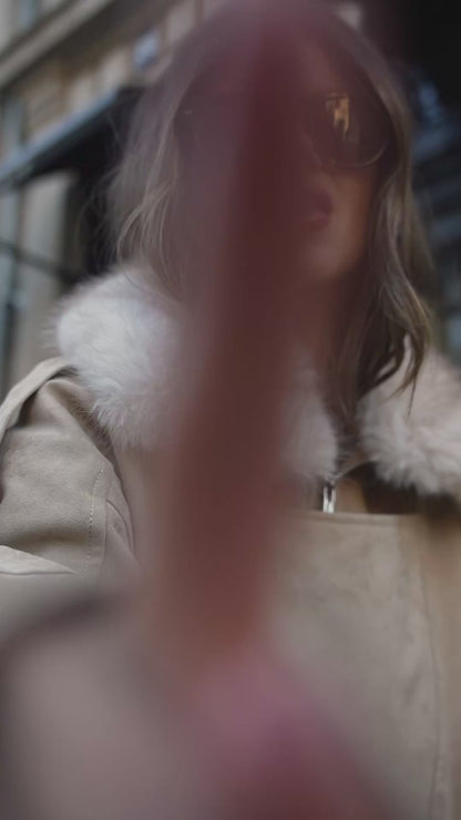 Beige Jacket with Removable Fur