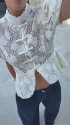 Blusa Manga Balão Renda