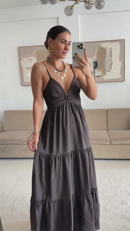 Vestido Moretti marrón chocolate