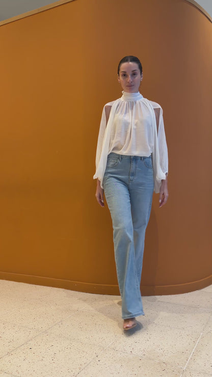 Calças Straight Leg Light Denim