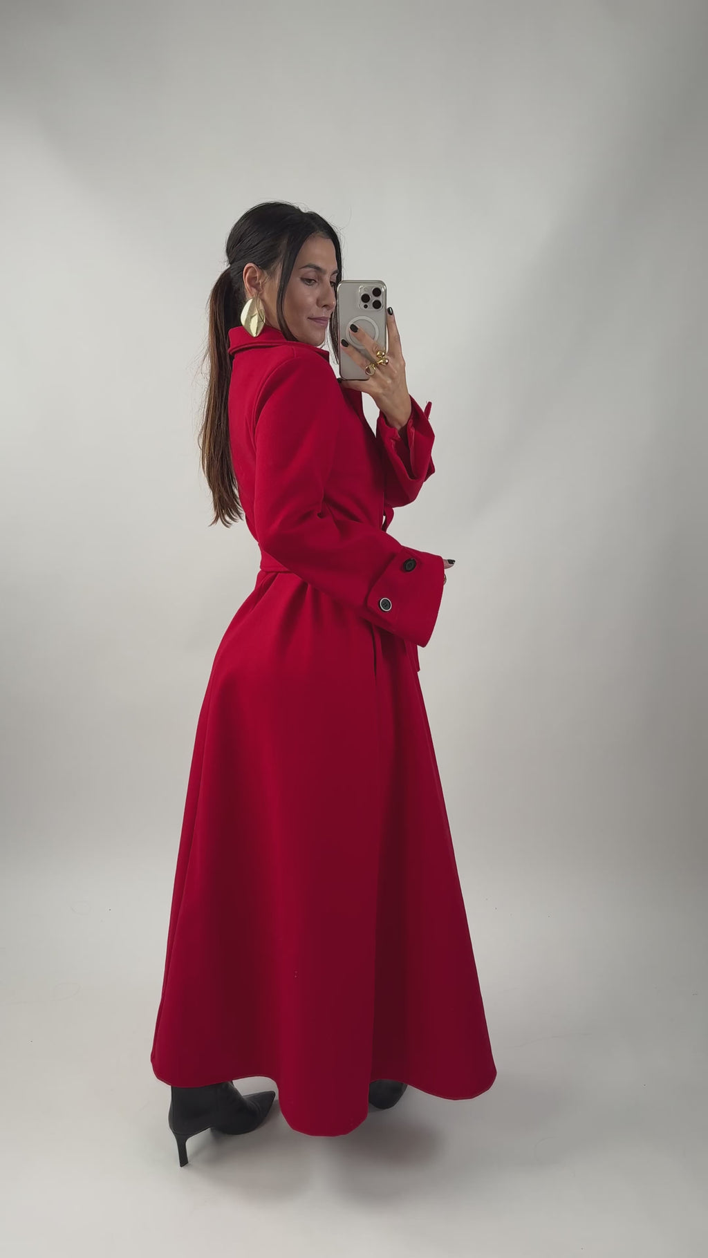 Sobretudo Evasê Vermelho