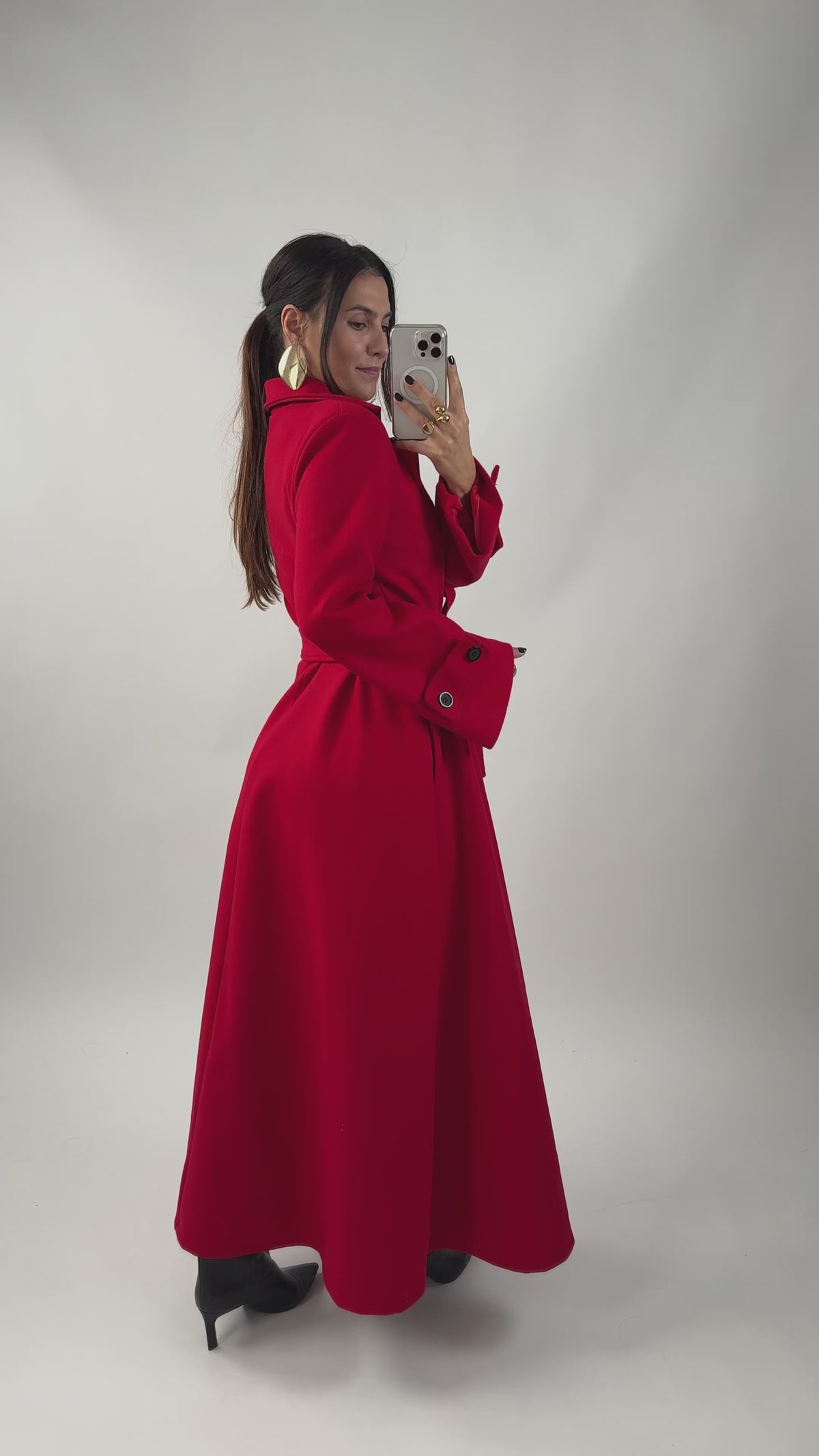 Sobretudo Evasê Vermelho