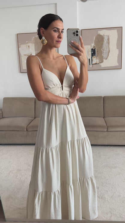 Vestido Moretti Bege