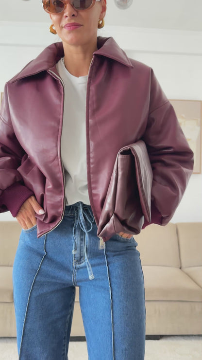 Bomber Vinil Bordeaux