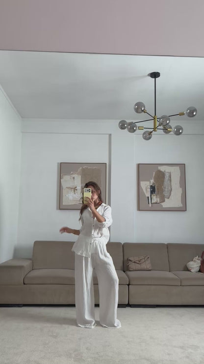 Conjunto Camisa  Linho Branco