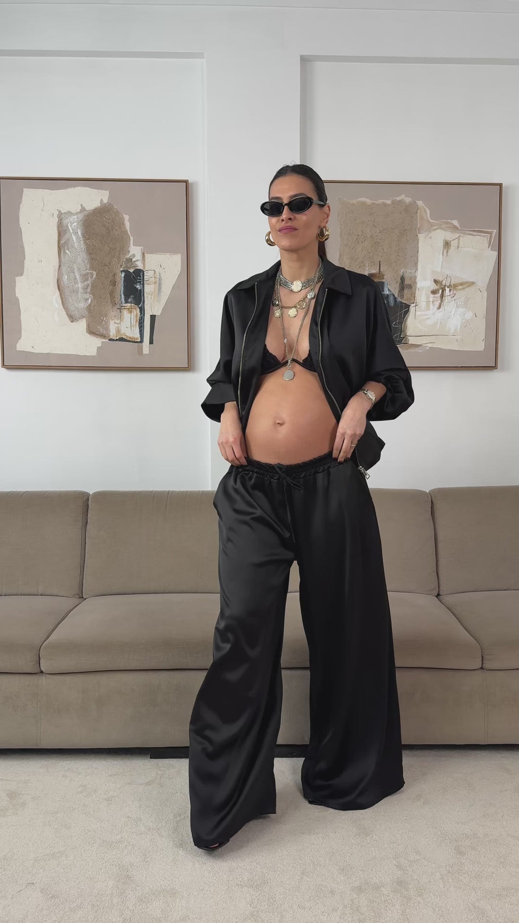 Conjunto Acetinado Preto