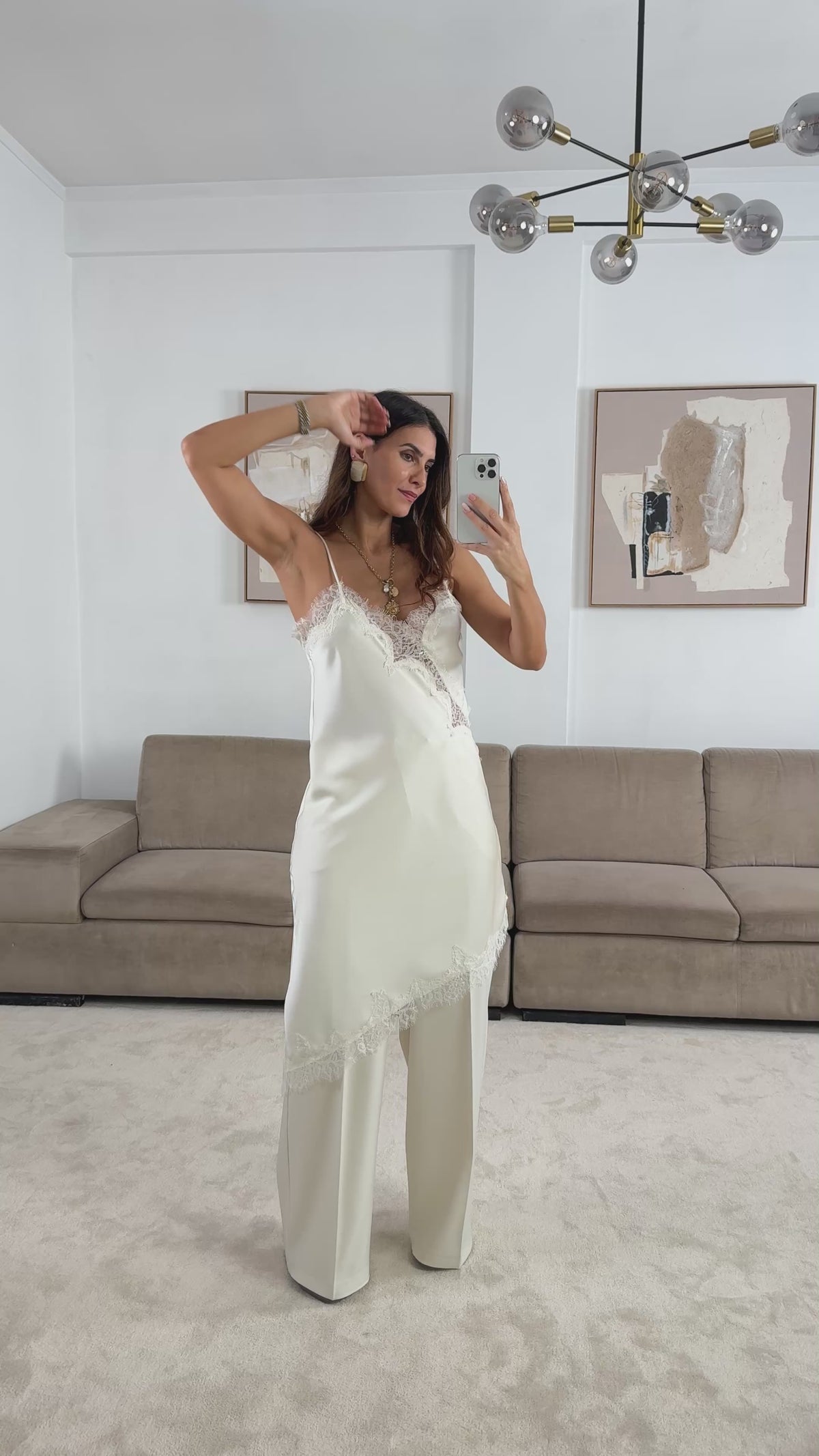 Vestido Estilo Lingerie  Renda Cru
