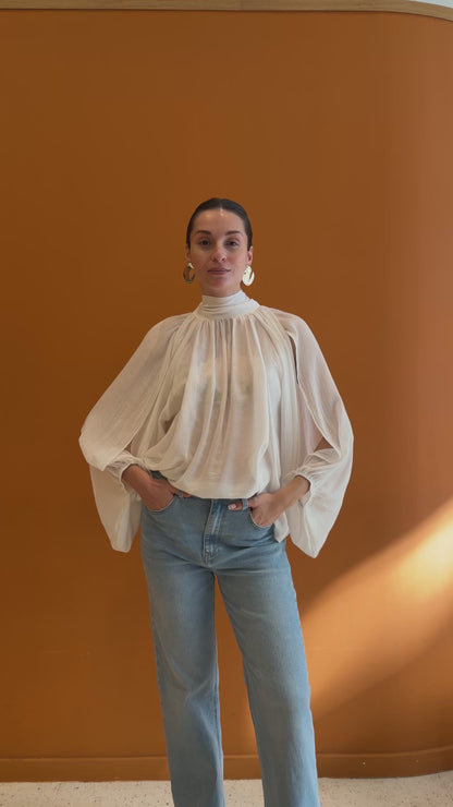 Blusa Manga Recorte Branco