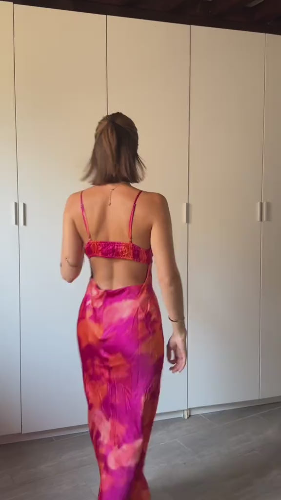 Vestido Acetinado Blotchy Rosa