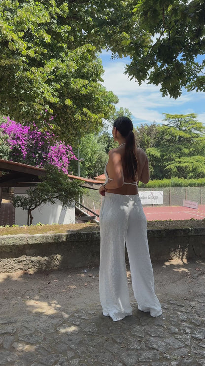 Conjunto Top Halter Open Back Branco