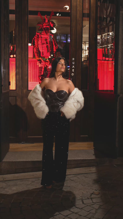 Brown Velvet Pants with Sequins